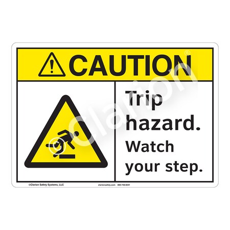 ANSI/ISO Compliant Caution Trip Hazard Safety Signs Indoor/Outdoor Plastic (BJ) 14 X 10